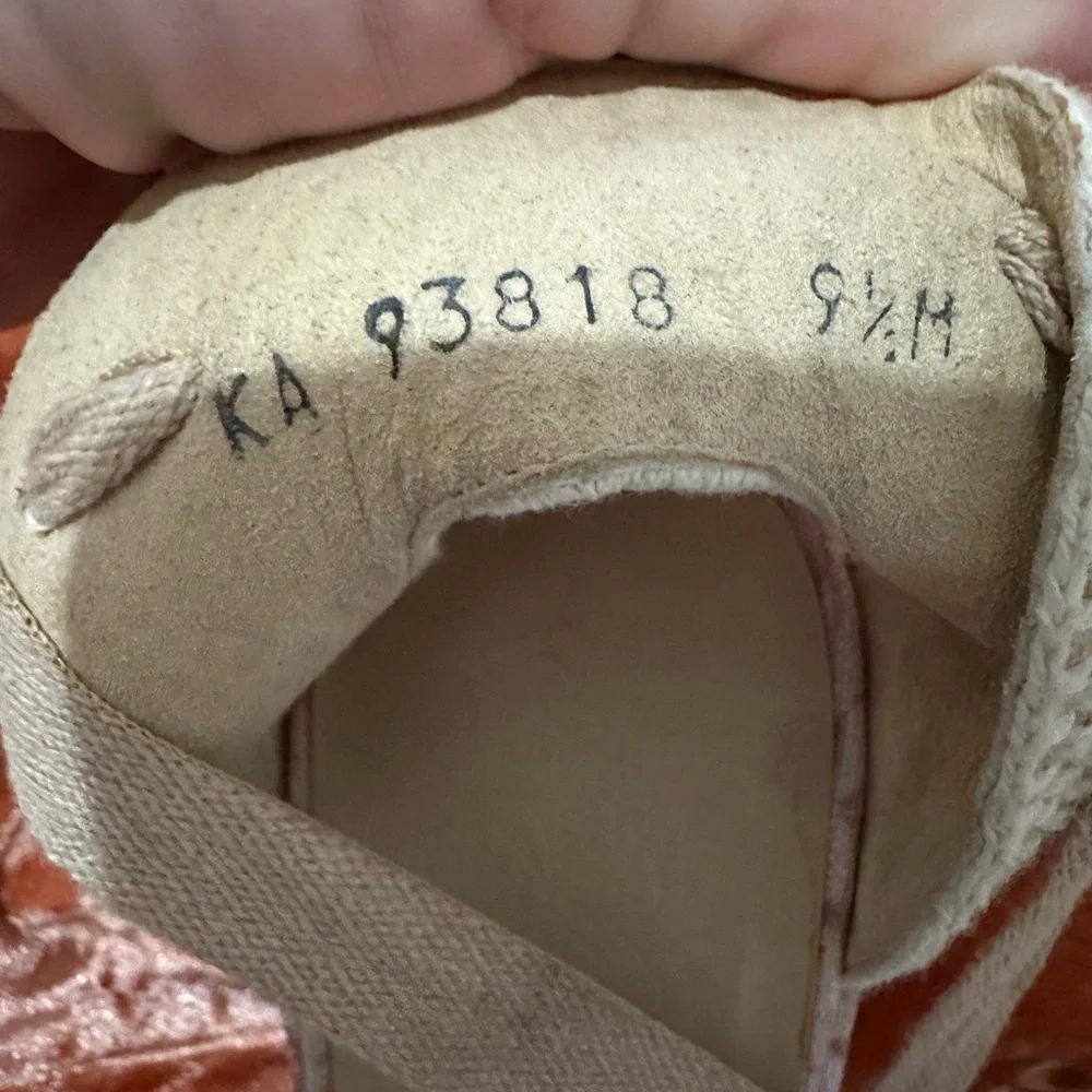 Theodora & Callum Stuart Weitzman Biarritz Pink & Orange Ikat Wedge Sandals -9.5 - Picture 6 of 12